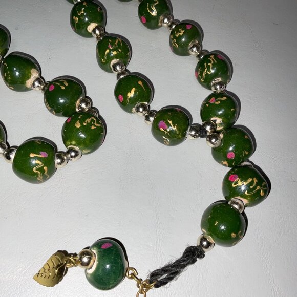 Decorative Tibetan Mala Prayer Beads 38” Necklace with 7-Inch 4-Bead Pendant Gre - Picture 4 of 6